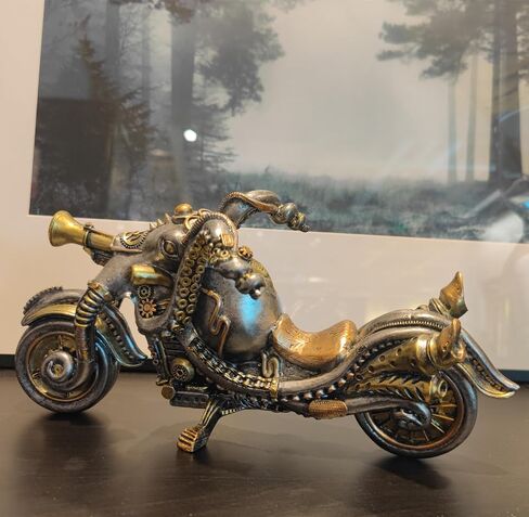 Fanciful Steampunk Octopus Motorcycle Statue Resin Cyborg Sci-fi Motorbike Sculpture Hand Painted Collectible Figurine for Home Table Book Shelf Man Cave Decor in Saudi Arabia