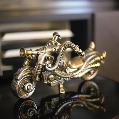 Fanciful Steampunk Octopus Motorcycle Statue Resin Cyborg Sci-fi Motorbike Sculpture Hand Painted Collectible Figurine for Home Table Book Shelf Man Cave Decor in Saudi Arabia