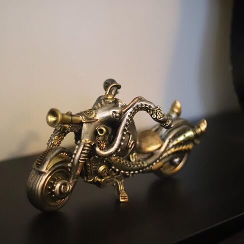 Fanciful Steampunk Octopus Motorcycle Statue Resin Cyborg Sci-fi Motorbike Sculpture Hand Painted Collectible Figurine for Home Table Book Shelf Man Cave Decor in Saudi Arabia