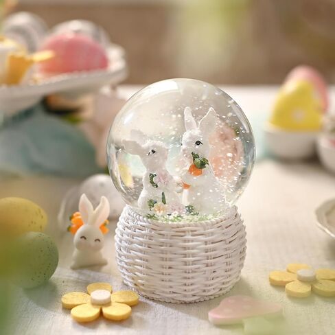 Valery Madelyn Easter Bunny Decorations for Table Centerpieces, Snow Globe Spring Rabbit Figurines Resin Statue Easter Gifts Tabletop Sculptures for Indoor Outdoor Garden Lawn Yard Home Holiday in Saudi Arabia