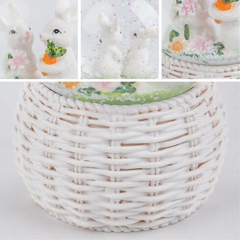 Valery Madelyn Easter Bunny Decorations for Table Centerpieces, Snow Globe Spring Rabbit Figurines Resin Statue Easter Gifts Tabletop Sculptures for Indoor Outdoor Garden Lawn Yard Home Holiday in Saudi Arabia