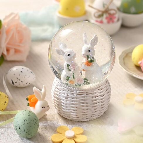 Valery Madelyn Easter Bunny Decorations for Table Centerpieces, Snow Globe Spring Rabbit Figurines Resin Statue Easter Gifts Tabletop Sculptures for Indoor Outdoor Garden Lawn Yard Home Holiday in Saudi Arabia