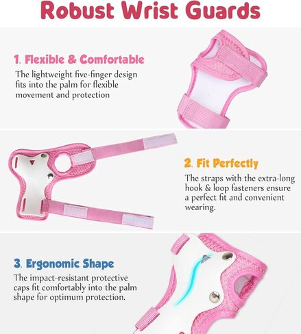 مجموعة معدات الحماية للأطفال من إيستينير 6 في 1 للأولاد والبنات من سن 3 إلى 9 سنوات، وسادات ركبة للأطفال ووسادات الكوع وواقي المعصم، وسادات أمان للأطفال الصغار لدراجة التزلج على الجليد والسكوتر in Kuwait