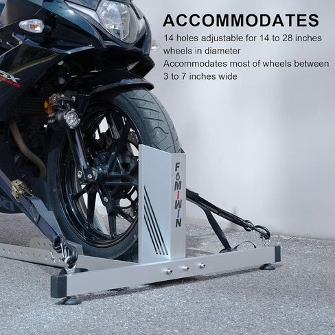 مصدات عجلة الدراجة النارية للمقطورات، حامل دراجة نارية من الألومنيوم قابل للتعديل مع أشرطة وخطاطيف سقاطة، سعة وزن 1800 رطل، إيقاف الحفرة/إيقاف المقطورة للعجلات مقاس 14 بوصة - 28 بوصة in Kuwait