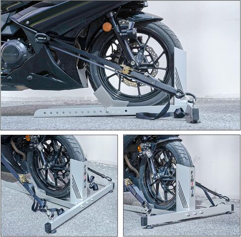 مصدات عجلة الدراجة النارية للمقطورات، حامل دراجة نارية من الألومنيوم قابل للتعديل مع أشرطة وخطاطيف سقاطة، سعة وزن 1800 رطل، إيقاف الحفرة/إيقاف المقطورة للعجلات مقاس 14 بوصة - 28 بوصة in Kuwait