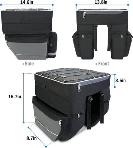 Bike Bag 3 in 1 Bicycle Pannier Bags, Large Capacity Waterproof Bicycle Rear Seat Carrier Trunk Bag with Reflective Trim, Multifuction Commuter Saddle Bags with Rain Cover in Saudi Arabia