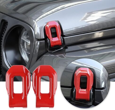 Voodola لسيارة Jeep JL ABS غطاء محرك السيارة مزلاج محرك مشبك غطاء المحرك غطاء المحرك ديكور غطاء حماية لـ 2018-2024+ Jeep Wrangler JL JLU Gladiator JT الملحقات الخارجية ABS أحمر قطعتان in Saudi Arabia