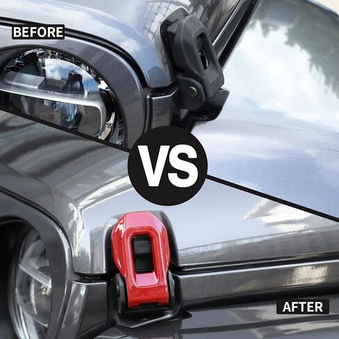 Voodola لسيارة Jeep JL ABS غطاء محرك السيارة مزلاج محرك مشبك غطاء المحرك غطاء المحرك ديكور غطاء حماية لـ 2018-2024+ Jeep Wrangler JL JLU Gladiator JT الملحقات الخارجية ABS أحمر قطعتان in Saudi Arabia