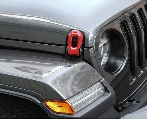 Voodola لسيارة Jeep JL ABS غطاء محرك السيارة مزلاج محرك مشبك غطاء المحرك غطاء المحرك ديكور غطاء حماية لـ 2018-2024+ Jeep Wrangler JL JLU Gladiator JT الملحقات الخارجية ABS أحمر قطعتان in Saudi Arabia