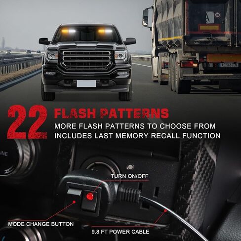 2x9 بوصة داش أضواء الطوارئ القوية 24 LED العنبر الأبيض السلامة وامض تحذير المخاطر أضواء الأمن الداخلية الجبهة / أضواء الزجاج الأمامي الخلفي ث / أكواب الشفط لشاحنات مركبات البناء in Kuwait