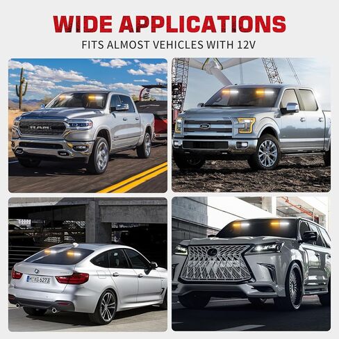 2x9 بوصة داش أضواء الطوارئ القوية 24 LED العنبر الأبيض السلامة وامض تحذير المخاطر أضواء الأمن الداخلية الجبهة / أضواء الزجاج الأمامي الخلفي ث / أكواب الشفط لشاحنات مركبات البناء in Kuwait