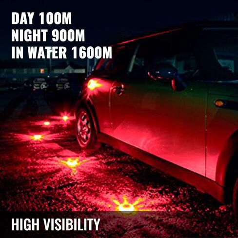 Happybuy 6 Pack LED Road Rechargeable LED Disc Road Flares Emergency Strobe Light Roadside Flashing Light for The Car, Truck, Bike, RV Vehicles - Roadside Emergency Kit w/Charger & Carrying Case in Saudi Arabia