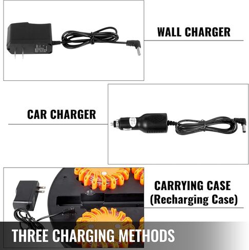 Happybuy 6 Pack LED Road Rechargeable LED Disc Road Flares Emergency Strobe Light Roadside Flashing Light for The Car, Truck, Bike, RV Vehicles - Roadside Emergency Kit w/Charger & Carrying Case in Saudi Arabia