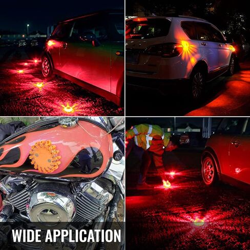 Happybuy 6 Pack LED Road Rechargeable LED Disc Road Flares Emergency Strobe Light Roadside Flashing Light for The Car, Truck, Bike, RV Vehicles - Roadside Emergency Kit w/Charger & Carrying Case in Saudi Arabia