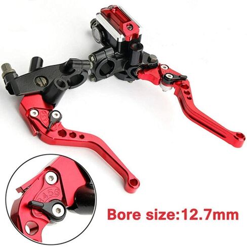 دراجة نارية 7/8 بوصة 22 مم مقود الفرامل أسطوانة القابض الرئيسية مجموعة يسار ويمين متوافقة مع هارلي هوندا كاواساكي سوزوكي ياماها أحمر in Kuwait