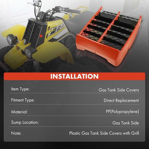 أغطية جانبية لخزان الغاز من البلاستيك الأسود الفاخر مع شواية متوافقة مع مجموعة Yamaha Banshee 350 1987-2006 المكونة من قطعتين in Kuwait