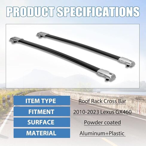 HECASA سقف رف الصليب بار متوافق مع 2010-2023 لكزس GX460 الألومنيوم حامل الأمتعة استبدال شريط البضائع لPT278-60091 176 رطل in Kuwait