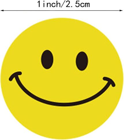 1 inch Round Smile Face Stickers,Happy Face Stickers,Reward Stickers,8 Color Designs,500 Labels Per Roll in Saudi Arabia