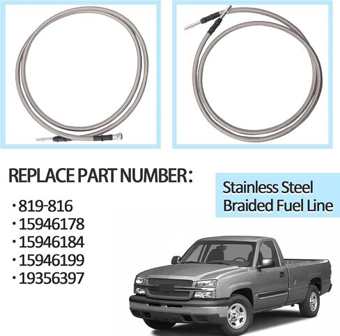 Stainless Steel Braided Fuel Line Kit fits for Chevrolet Silverado 1500/2500/3500, fit for GMC Sierra 1500/2500/3500 (Standard Cab Pickup 2-Door), Flexible Braided Fuel Line Replace# 15946178 15946184 in Saudi Arabia