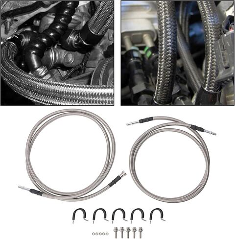 Stainless Steel Braided Fuel Line Kit fits for Chevrolet Silverado 1500/2500/3500, fit for GMC Sierra 1500/2500/3500 (Standard Cab Pickup 2-Door), Flexible Braided Fuel Line Replace# 15946178 15946184 in Saudi Arabia