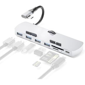 Aluminum USB C Clamp Hub for iMac, 7-in-1 USB Adapter with Type-C Data Port, USB-A 3.0 Data, SD & Micro SD Card Readers, Compatible with 2017/2019/2020 iMac & iMac Pro, Silver