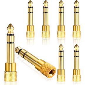 Lusofie 1/4 to 3.5mm Adapter, 8 Pack 1/4 to 1/8" Audio Adapter Upgraded 6.35mm to 3.5mm Adapter Gold 3.5mm to 1/4 Adapter Stereo Aux Adapter for Guitar Piano Amplifier Aux Cable Headphone.