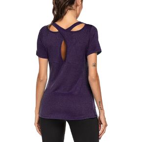 ADOME Workout Shirts for Women Short Sleeve Moisture Wicking Athletic Tops Golf Yoga Running T-Shirts Gym Activewear