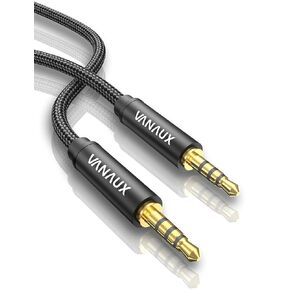 TRRS 3.5mm Audio Cable Braided 4-Pole [Microphone Compatible ] Male to Male AUX Cord Compatible with Smartphones, Tablets, Car Home Stereos, Headphones, Speaker(6.6FT/2M)