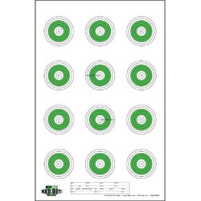 Red Dot Optics Style 10: Small Bore Rifle 50 Feet by EZ2C Targets | Paper Targets | High Visibility Firearms and Rifles Targets 11" x 17" (25 Count)