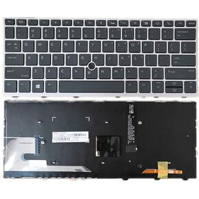 New Repalcement for HP Elitebook 730 G5 836 G5 735 830 G5 G6 US Backlit Keyboard with Silver Frame L15500-001 L07675-001 L07666-001 L13697-001