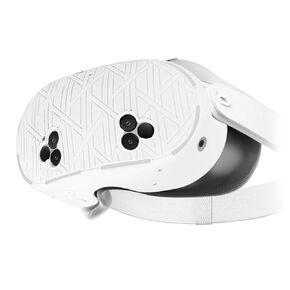Geekria Silicone VR Headset Protective Shell Compatible with Meta Quest 3S, Light & Durable Front Face Cover Accessories, Anti Slip Scratchproof Sleeve Comprehensive Protection for VR (White)