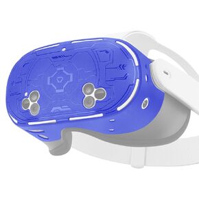 Geekria VR Headset Protective Shell Compatible with Meta Q3S, Light & Durable Front Face Cover Accessories, Anti Slip Scratchproof TPU Sleeve Full Protection (Blue)