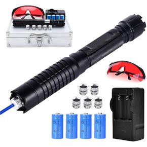 Long-Range Blue Light High-Power Flashlight, Rechargeable, Adjustable Focus, Multiple Modes, Camping and Hiking Equipment