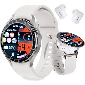 Smart Watch with Earbuds,2 in 1 Earphone & Bluetooth Watch,Fitness Tracker Watch(Answer/Calls) 1.39" Touch Fitness Smartwatch with Pedometer/Sleep Monitor for Android & iOS (White)
