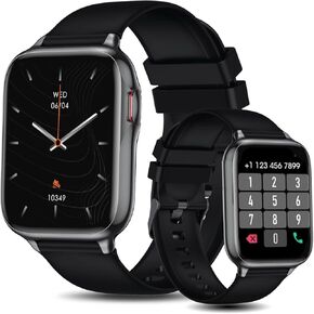 Holiday Smart Watches Women Men (Answer/Make Calls), 1.7" Fitness Tracker Watch with Heart Rate/Sleep Monitor/Pedometer, IP68 Waterproof Watch for Android iOS Phones (46Dark)