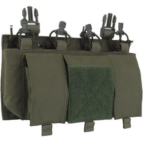 Quad 5.56 Magazine Pouch with General Purpose Pouches，Hook Backing Tactical Placard for Tactical Vest Chest Rig