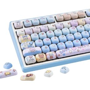 MOG Profile Keycaps, PBT Keycaps 60 75 100 Percent, Cute Cat Keycap Set Dye-Sublimation, 136 Keys Custom Keyboard Key Cap for Cherry Gateron MX Switches Mechanical Keyboards