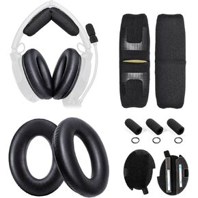 A20 Replacement Ear Pads Upgrade Headband Cushion Pad Compatible with Bose A20 Aviation Headset, Protein Leather, Noise Isolation Memory Foam, Including Foam Filter Inserts, 3 A20 Mic Covers