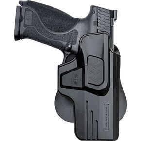 M&P 40 OWB Paddle Polymer Holsters Fit: Smith & Wesson M&P .40 4"/4.25" Pistol, Outside Waistband Open Polymer Holster with Safety Lock, Angle Adj - 1.5"-2" Belt Adjustable - Black