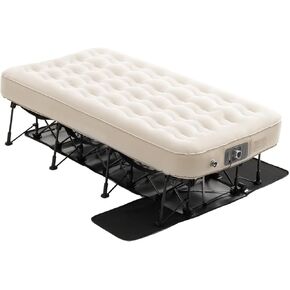VEVOR Air Mattress with Frame, Inflatable 1 Person Camping Cot with Built-in Pump, Portable Folding Air Beds Supports 300 lbs, Blow Up Anywhere Bed for Guests Camping Travel Indoor & Outdoor Use
