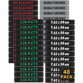 48 Pack Magsaddle Magazine Marking Bands 300 Blackout, 300BLK Subsonic, 5.56 NATO, 7.62x39mm Ammo Caliber Label Identification Marker Holster Accessories