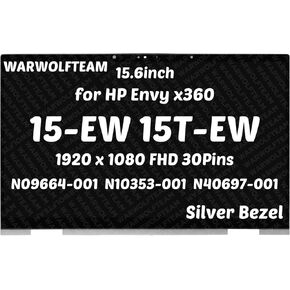 Compatible with HP Envy x360 15-EW 15T-EW 15-EW1058WM 15-EW1073CL N40697-001 15.6inch 30Pins LCD Touch Screen Display Assembly with Bezel 1920 x 1080 FHD(Silver)