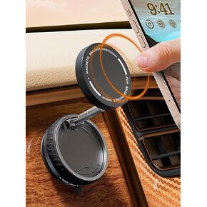 2025 Upgraded Vacuum Magnetic Car Phone Holder, 360° Adjustable Strong Suction & Magnetic Phone Mount for Car/Mirror/Smooth Surface, Compatible with magsafe & All Smartphones & All Car Models (Black)
