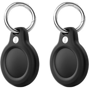 Airtag Holder, LETREEN 2 Pack Waterproof AirTag Case Keychain, Anti-Scratch Air Tag Holder AirTags Key Ring Cases Tags Chain Apple AirTag GPS Item Finder Tracker, Black
