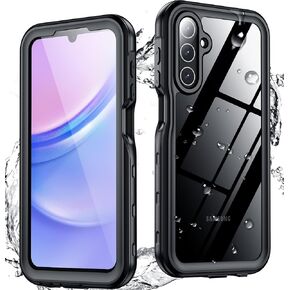 SPIDERCASE for Samsung Galaxy A15 5G Case Waterproof, Full Heavy Duty Protection, Built-in Screen & Camera Protector, Military Shockproof, Dustproof, Dirt-Proof Durable Galaxy a15 Case 6.5"-Black