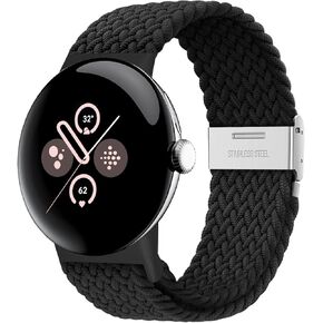 Stretchy Braided Bands Compatible with Google Pixel Watch 3 41mm, 45mm/Pixel Watch 2/1, Adjustable Elastic Nylon Woven Breathable Sport Loop Straps for Google Pixel Watch Wristbands Women Men