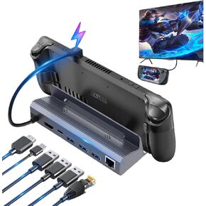 Docking Station for Steam Deck, 6-in-1 Steam Deck Dock with 2.0 4K 60Hz, Gigabit Ethernet 1000Mbps, 100W Charging USB-C Port, USB 3.0 Port for Steam Deck Accessories