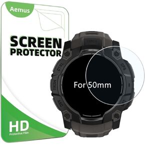 Screen Protector Compatible for Garmin Instinct 3 50mm (3 Pack) GPS Smart Watch Clear Tempered Glass Protective Film