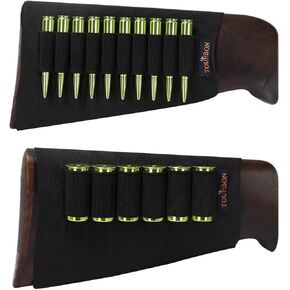 Tourbon Elastic Rifle Ammo Sleeve Shotgun Buttstock Shotshell Cartridge Holder(1 set)