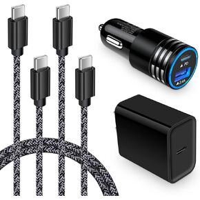 Fast Charger for Google Pixel 9 Pro XL,9 Pro,9,9 Pro Fold, 8a 8 7a 7 6 Pro 6a 5a 5 XL 4a 4 3a,Samsung Galaxy A16 A15 A35 A54 A14 A53,20W Wall Charger Adapter,30W PD Car Plug,6ft USB C Charging Cable